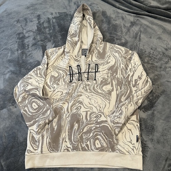 Brooklyn Clothing‎ Mfg. Co Drip Marble Print Hoodie Mens  Large Distressed - Picture 1 of 7